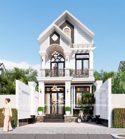 Mẫu thiết kế nhà phố mái thái 1 trệt 1 lầu - anh long (bình phước)