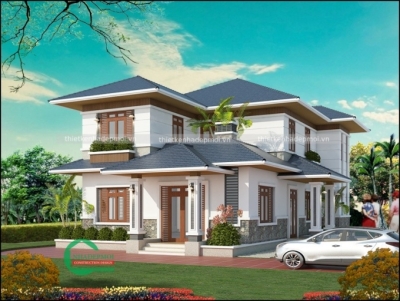 Mẫu biệt thự vườn  1 trệt 1 lầu 5 phòng ngủ 150m2  của bác hưng