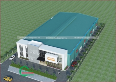 Mẫu thiết kế văn phòng công ty kết hợp với nhà xưởng đẹp - msnx2020