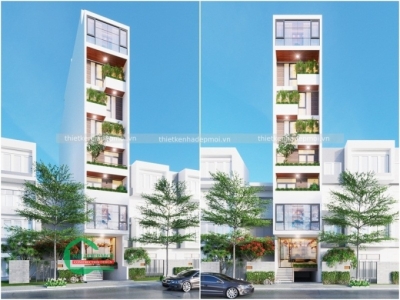 Mẫu nhà phố mặt tiền 5m có tầng hầm kinh doanh văn phòng