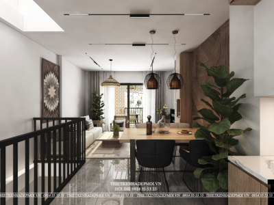 Nội thất nhà phố hiện đại tone vintage chủ đạo đẹp mắt