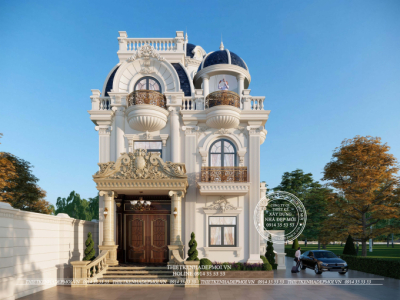 Thiết kế biệt thự sân vườn tân cổ điển mái mansard – anh son, biên hòa