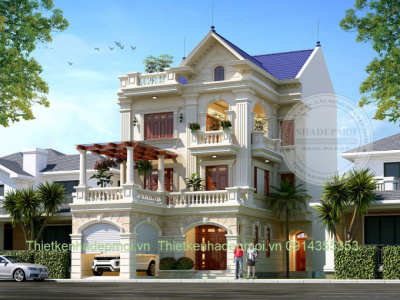 Thiết kế biệt thự tân cổ điển 3 tầng phóng khoáng, nhẹ nhàng
